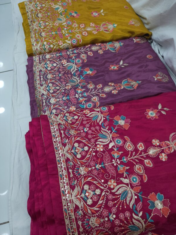 Designer Silk Blend Embroidered Fabric