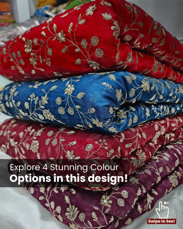 Elegant Printed Blue Fabric - Premium Cotton/Silk Blend with Traditional Prints