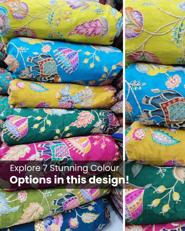 Charcoal Grey Floral Embroidered Fabric