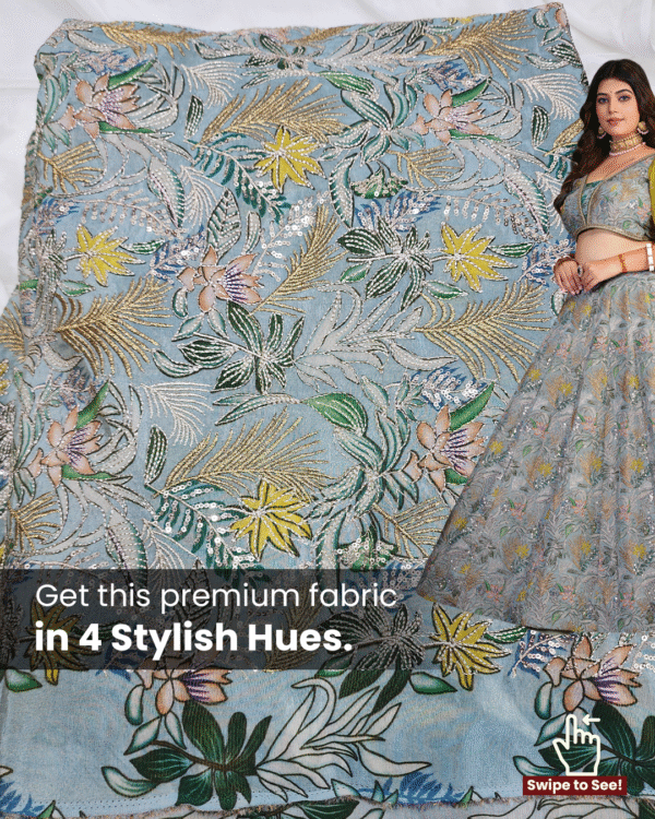 Tropical Bloom Embroidered Fabric – 4 Stylish Hues