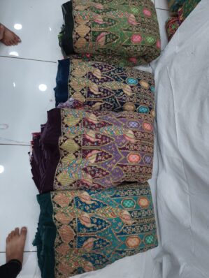 Royal Peacock Embroidered Silk Fabric