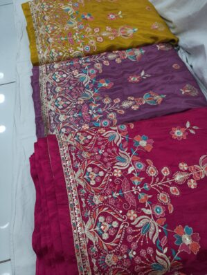 Designer Silk Blend Embroidered Fabric