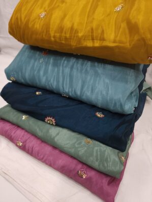 Royal Handwork Floral Embroidered Fabric with Sequins & Beads