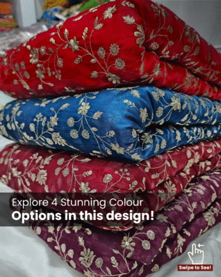 Elegant Printed Blue Fabric - Premium Cotton/Silk Blend with Traditional Prints