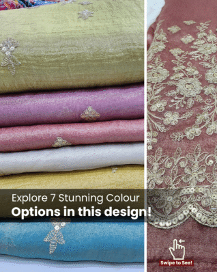 Royal Elegance Embroidered Silk Collection – 7 Colour Options Fabric